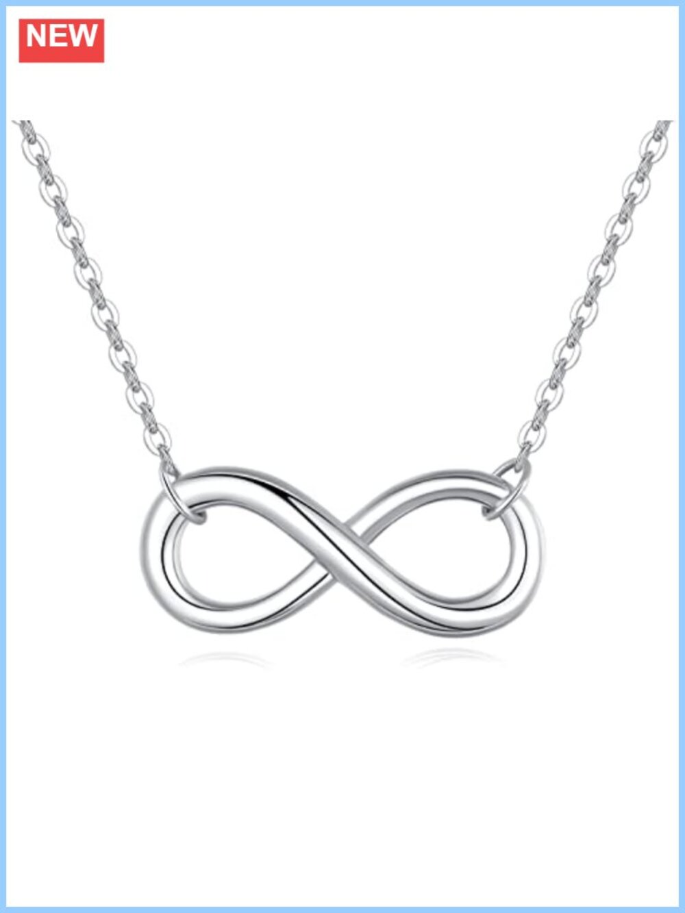 925 Sterling Silver Infinity Necklace Rhodium Plated 18 Inch Chain